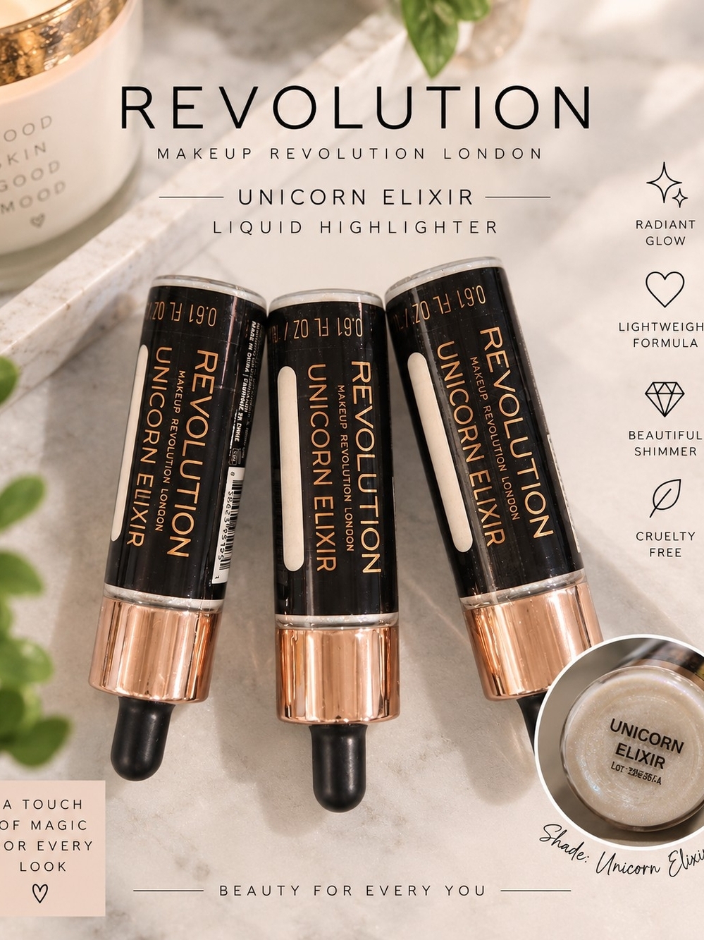 Revolution Unicorn Elixir Liquid Highlighter — Pearl Champagne Glow
